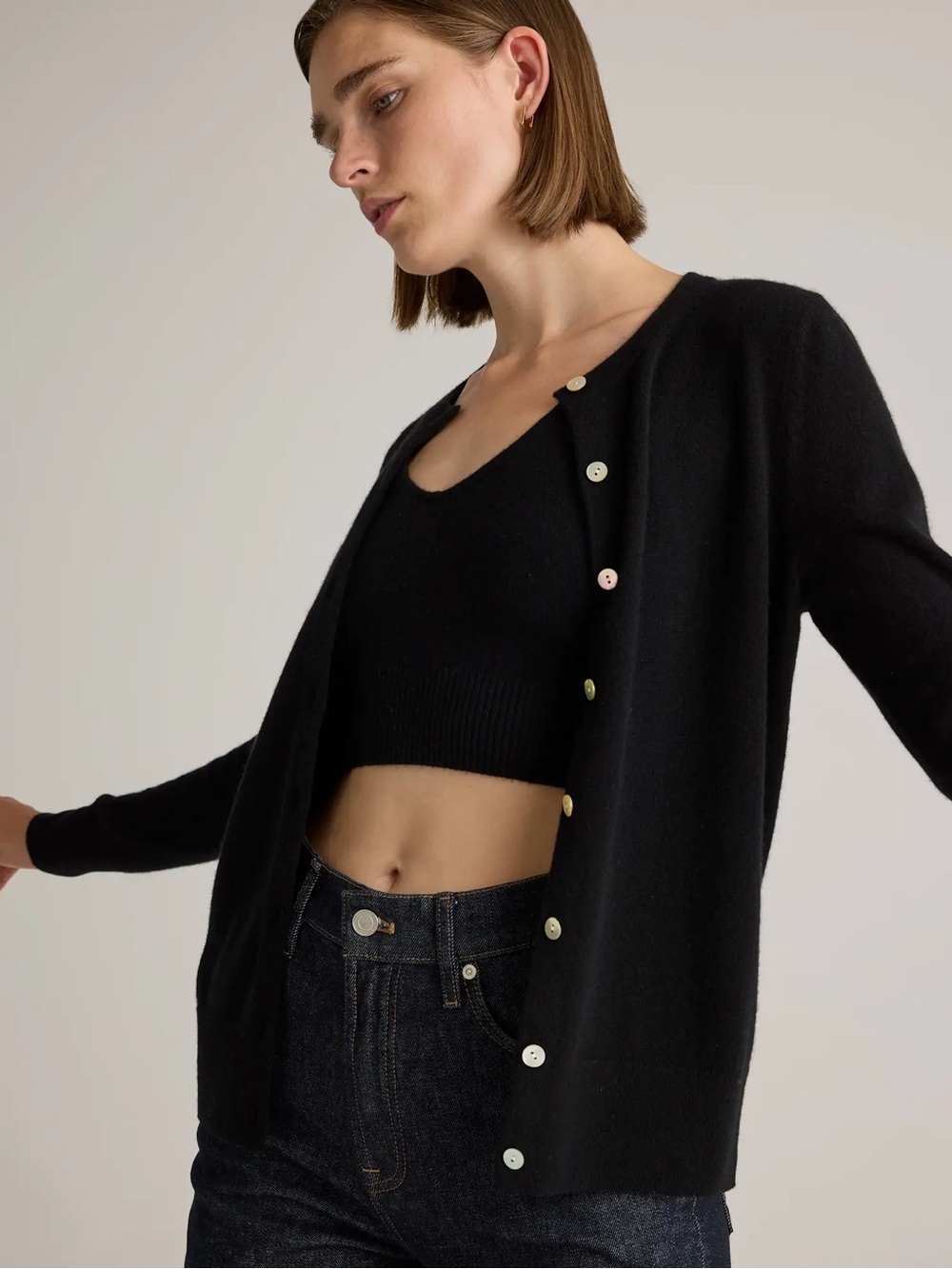 Quince Mongolian Cashmere Black Cardigan Sweater - Picture 3 of 7